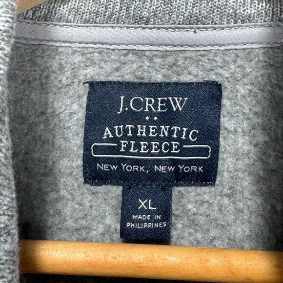 J.Crew Authentic Fleece Quarter Zip Pullover Sweater Men XL Gray Warm Polyester - Picture 3 of 7